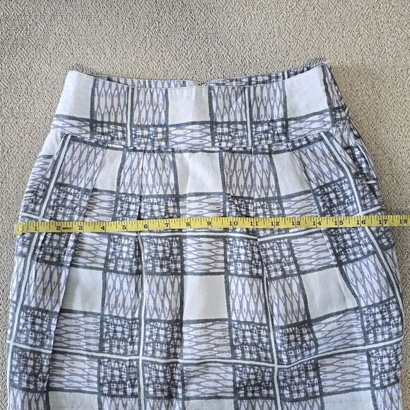 Banana Republic Gray Linen Blend Plaid Pleated Skirt - Size 0 - Picture 10 of 13